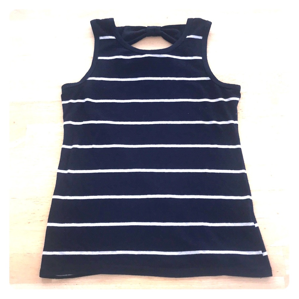 Girls L Blue and White Striped Tank Top